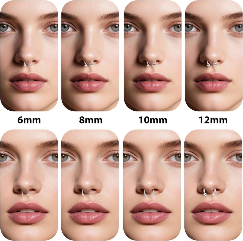 D.Bella 16G 14G Horseshoe Rings Surgical Steel Nose Septum Horseshoe Hoop Earring Eyebrow Tragus Lip Rings Daith Helix Piercing Jewelry for Women Men 6-12mm Smily Piercing Jewelry - Image 4